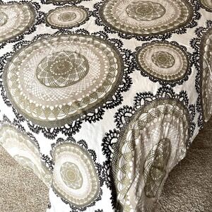 Ikea Lyckoax Full Double Duvet Cover Cream Khaki Beige Black Mandalas Medallions